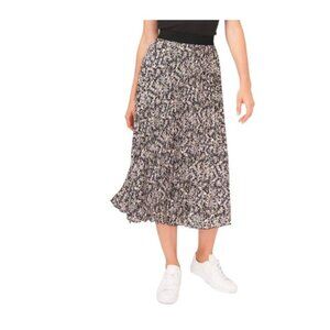 Vince Camuto Ladies Pleated Midi Skirt Sprinkled Field Floral Black XL